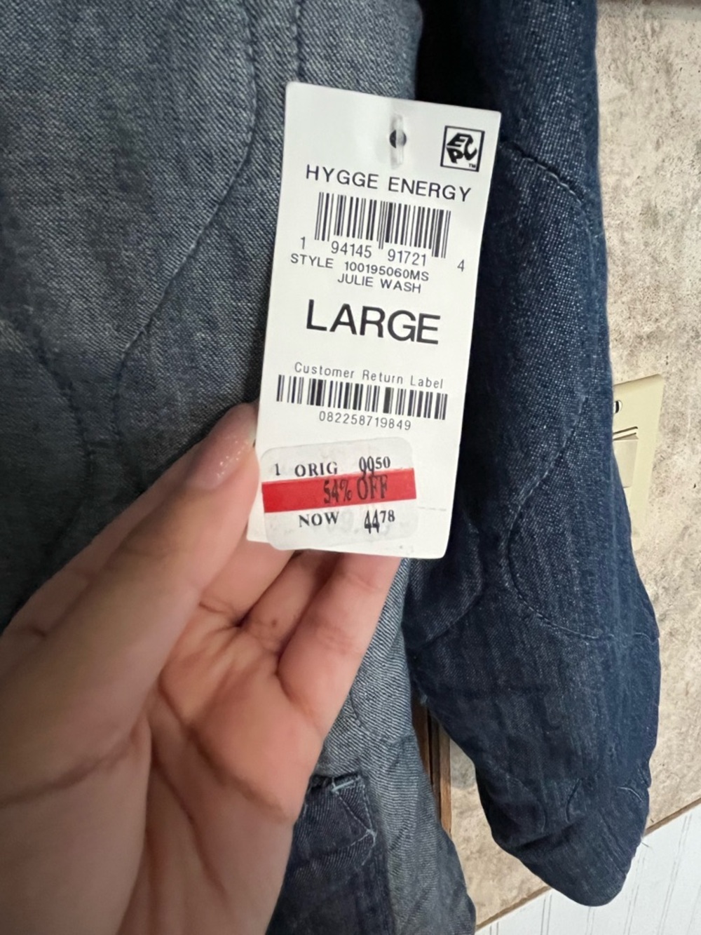 Style & Co. Two-Tone Blue Quilted Jean Jacket - Picture 3 of 3
